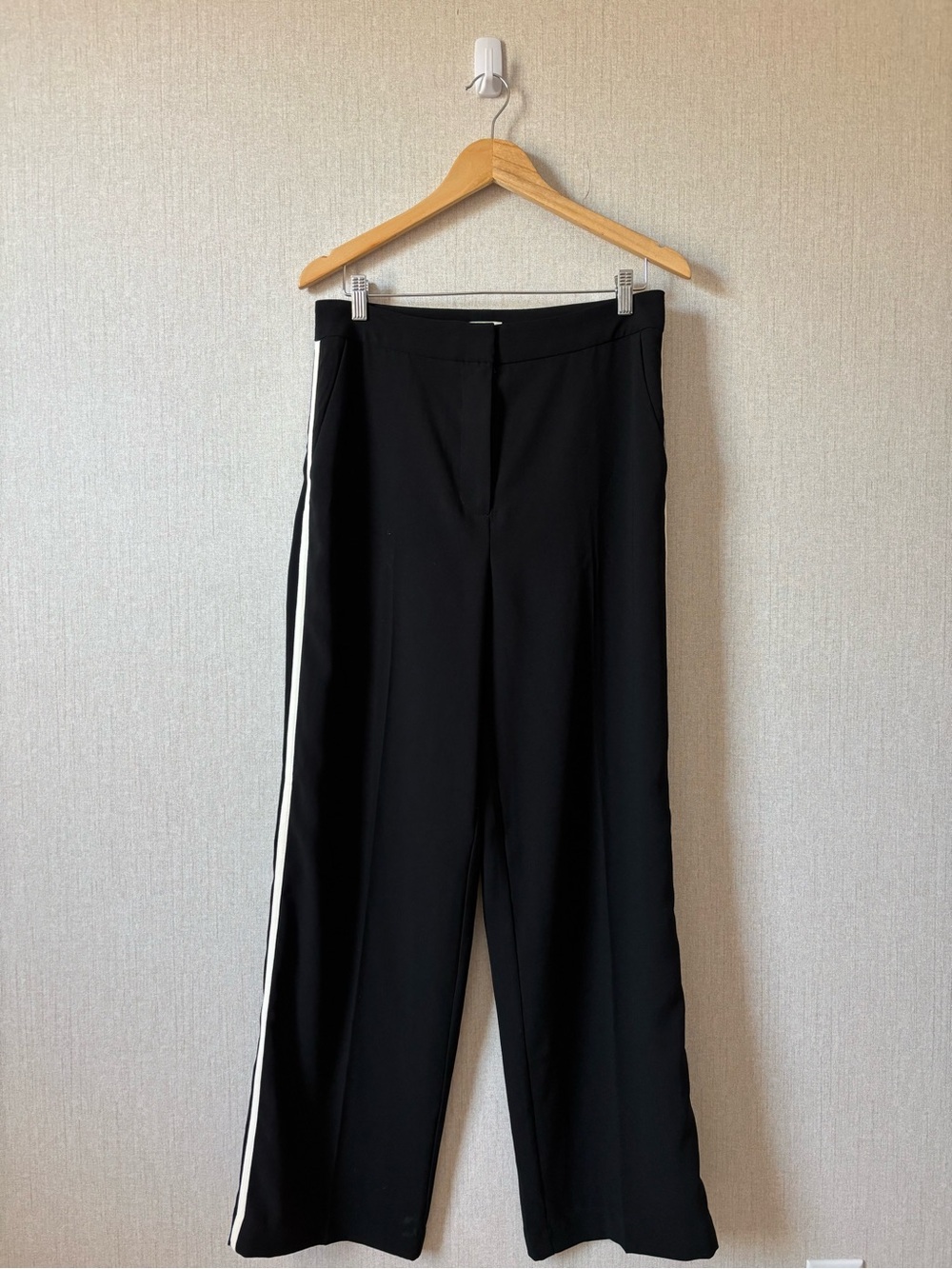 Jason Wu Black Wide-Leg Trousers with White Side Stripe